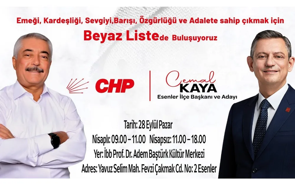 CHP Esenler İlçe Başkanı Cemal Kaya, İlçe Kongresinde Adaylığını Açıkladı