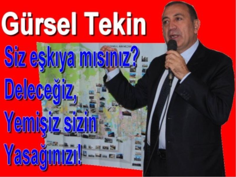 Gürsel Tekin: Siz eskiya misiniz? Delecegiz, yemisiz sizin yasaginizi!
