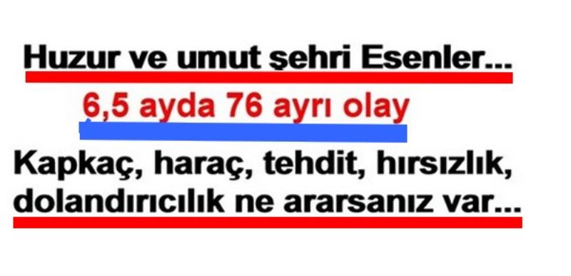 Esenler`de 76 ayri olay!