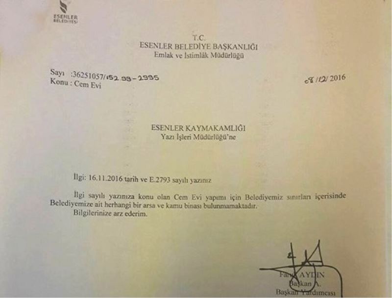 ÖZDEMIR; ?BIZE BIR CEMEVINI ÇOK GÖRÜYORLAR?