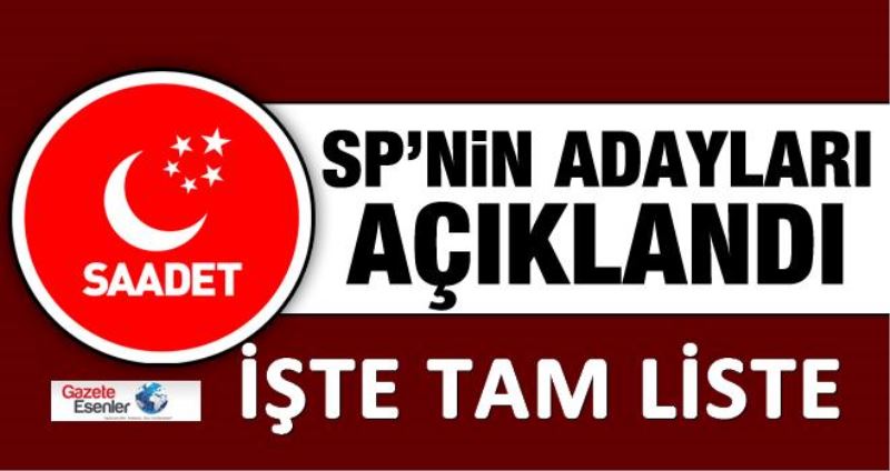 Saadet Partisi milletvekili adaylarinin tam listesi Seçime Millet Ittifaki ile katilacak olan Saadet Partisi milletvekili adaylarinin tam listesini açikladi.