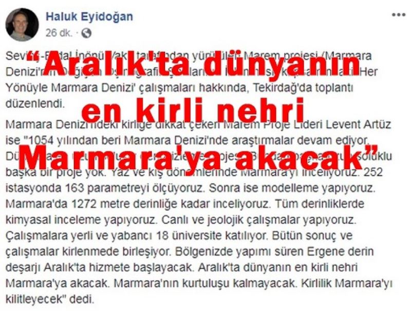 ?Aralik`ta dünyanin en kirli nehri Marmara`ya akacak?