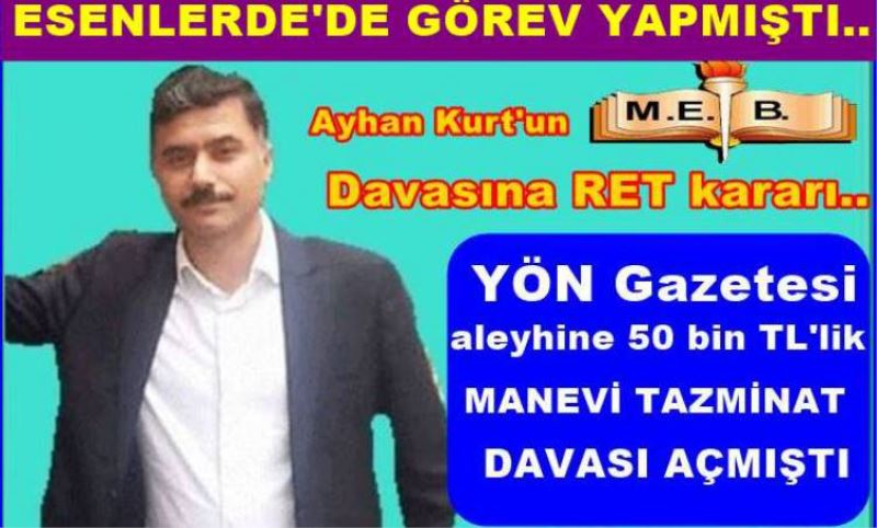 ESKI SUBE MÜDÜRÜ AYHAN KURT’UN DAVASI RED EDILDI..